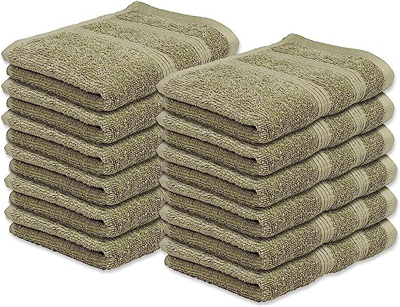 Kaufman - débarbouillette de qualité supérieure (13 x 13 pouces) 100% coton filé à l'anneau, très absorbante, durable, Lin