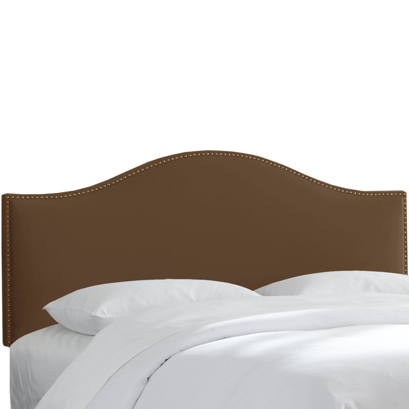 Tête de lit tapissier cloutée Brighton, Très grand californien, Velours chocolat classique