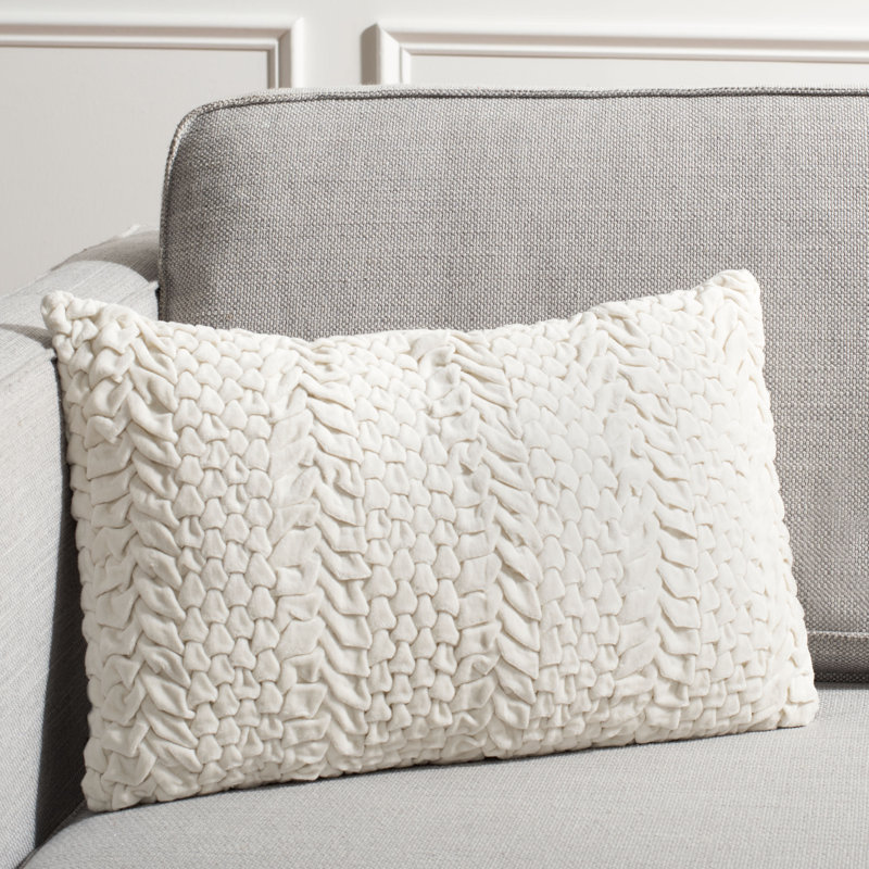  Cotton Pillow Cover & Insert, Rectangular, 12" H x 20" W, Cream
