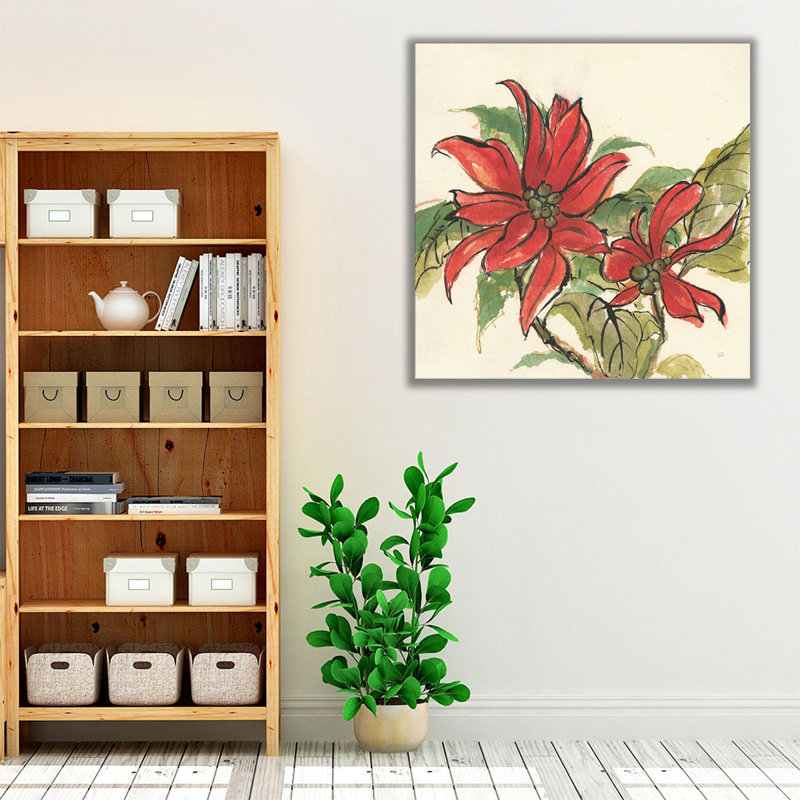 Poinsettia II - reproduction d'art sur toile, H 40 po x l 40 po