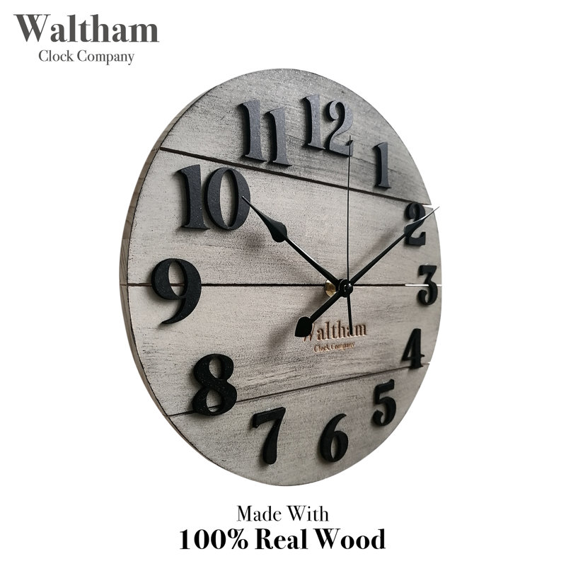 Waltham 11" Gray Solid Wood Silent Wall Clock