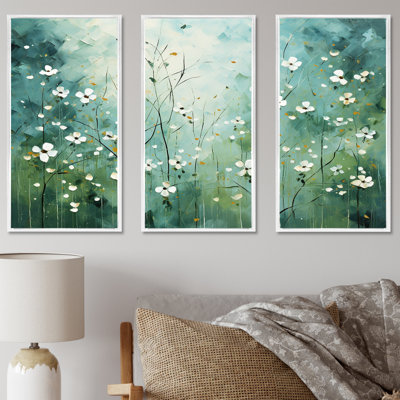 Ensemble de salon blanc et vert Herbal Symphony I - Floral Herbs Wall Art