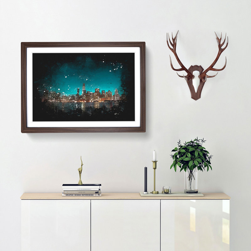 Reflection Of The San Francisco Skyline - Picture Frame Graphic Art, Walnut Framed, 24cm H x 33cm W x 2cm D