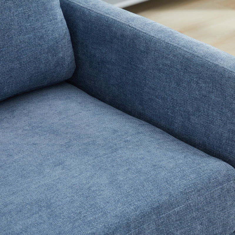 Wide Upholstered Swivel Armchair, Blue