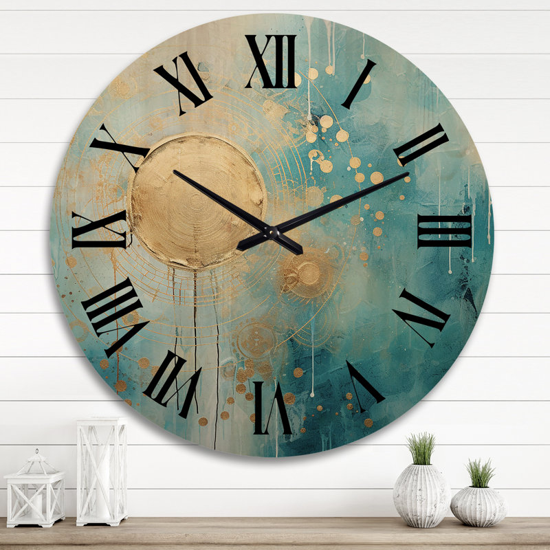 Horloge murale en bois massif Amesha, Très grand