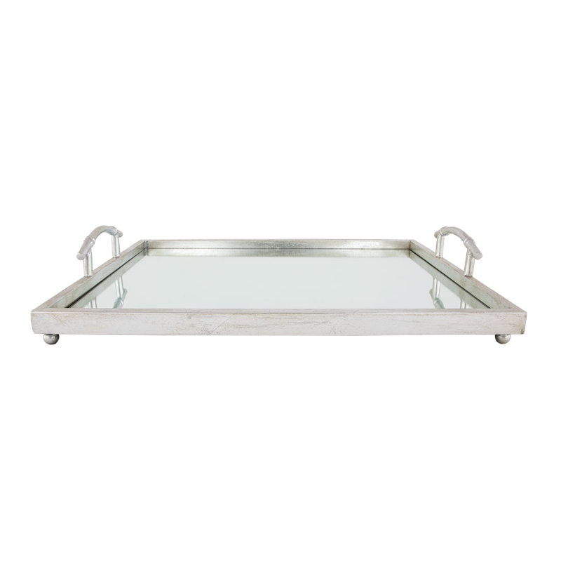 Lalana Decorative Tray, Antiqued Silver Leaf, 19" x 16"