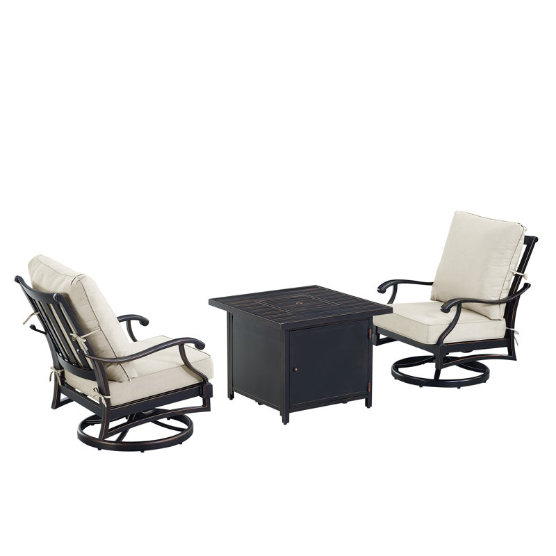 Ensemble de conversation d'extérieur pour 2 personnes avec coussins Rogersville, Gris clair