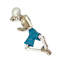 Figurine de squelette allongé en résine blanc cassé, style gothique côtier, vêtue d'un maillot de bain turquoise, 23 cm de large