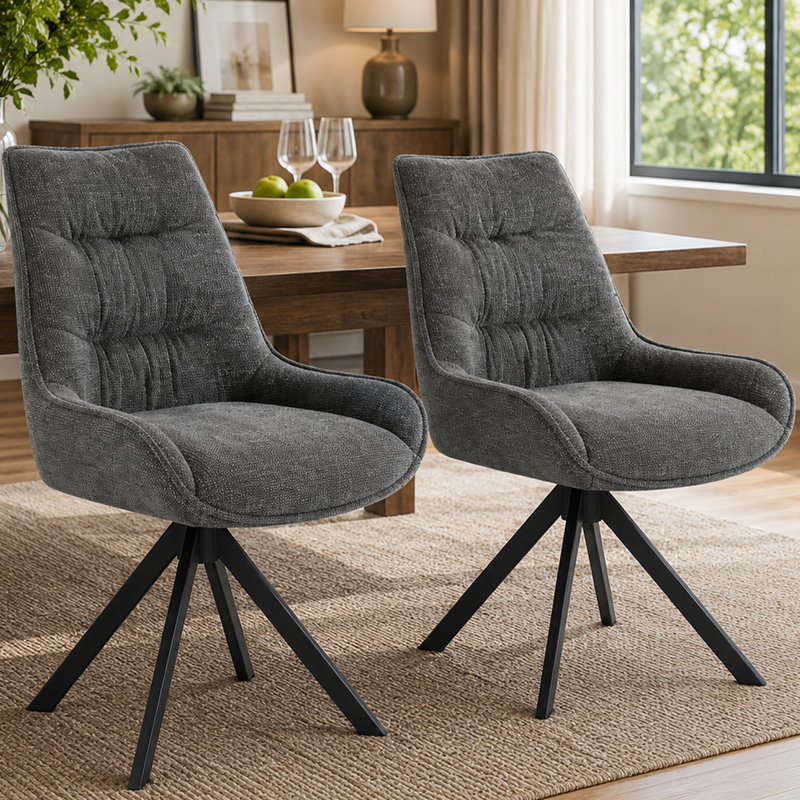 Simple Solid Color Chenille Dining Chair, Dark Gray