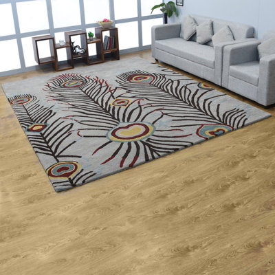 HAND TUFTED WOOL ECO-FRIENDLY AREA RUGS, Silver Colour, Contemporary Design