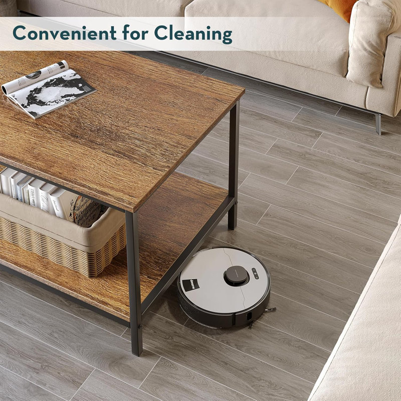 2-Tier Coffee Table For Living Room Farmhouse Style Centre Table With Storage Shelf Rectangle Wood Table For Large Or Small Spaces Apartment Home Office, Easy Assembly