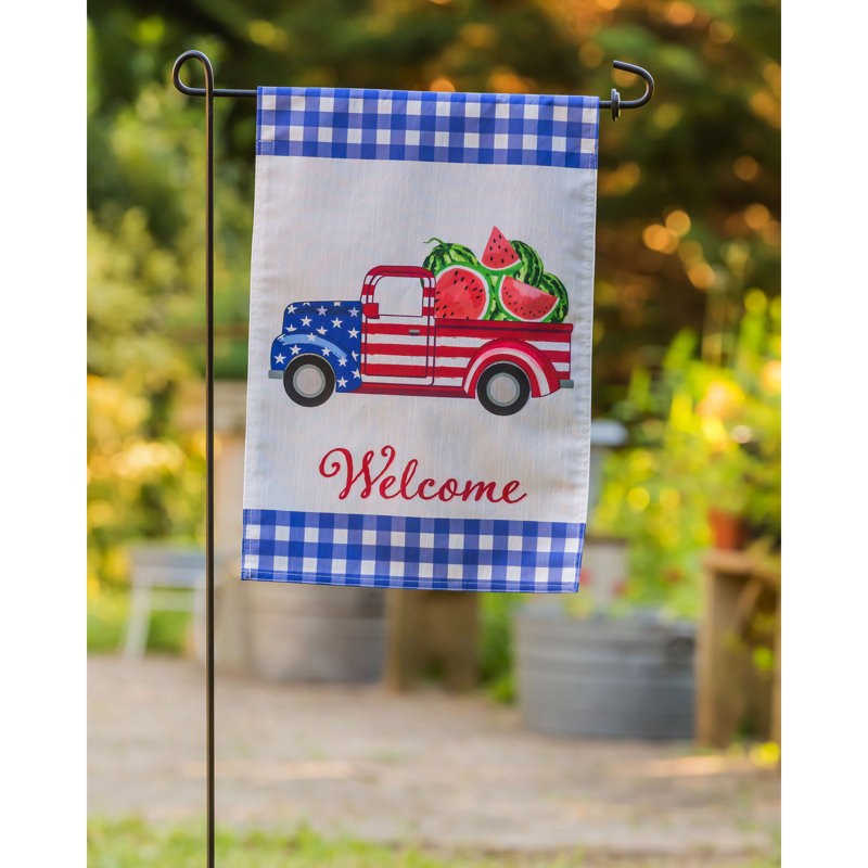 Drapeau de jardin patriotique à motif de pastèque en polyester 18 po x 13 po