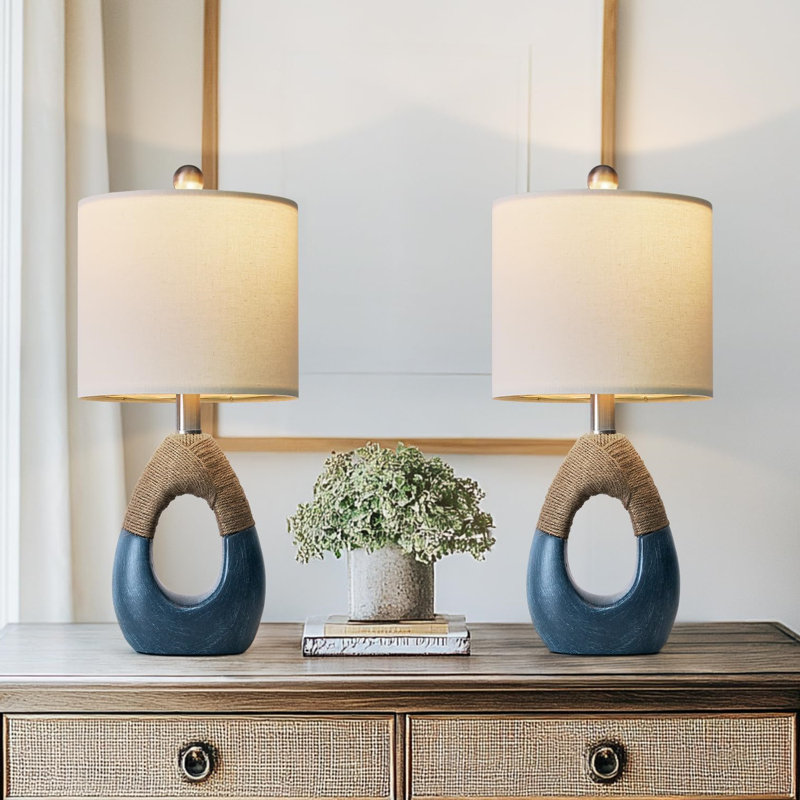Ensemble de 2 lampes de chevet Boho, Bleu