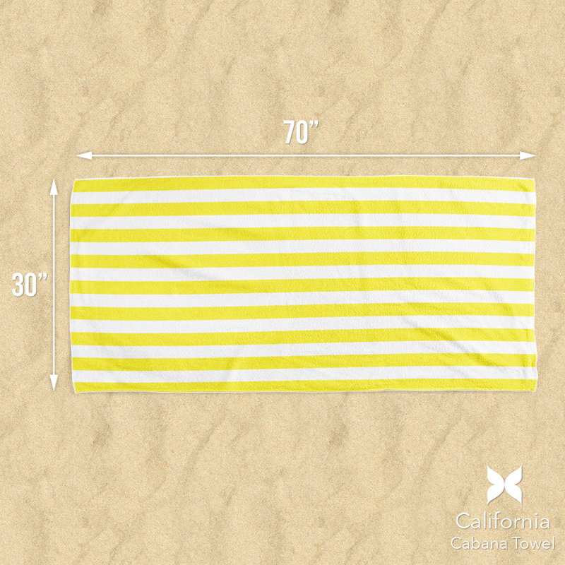 Arkwright California Cabana 100% Cotton 30x70 Beach Towel (Pack of 4), Yellow