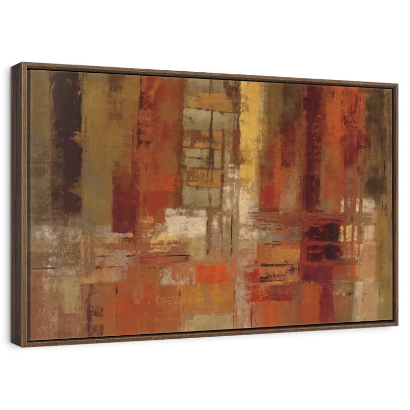 Sunset Street Crop, 46 po x 31 po, Cadre flottant en noyer