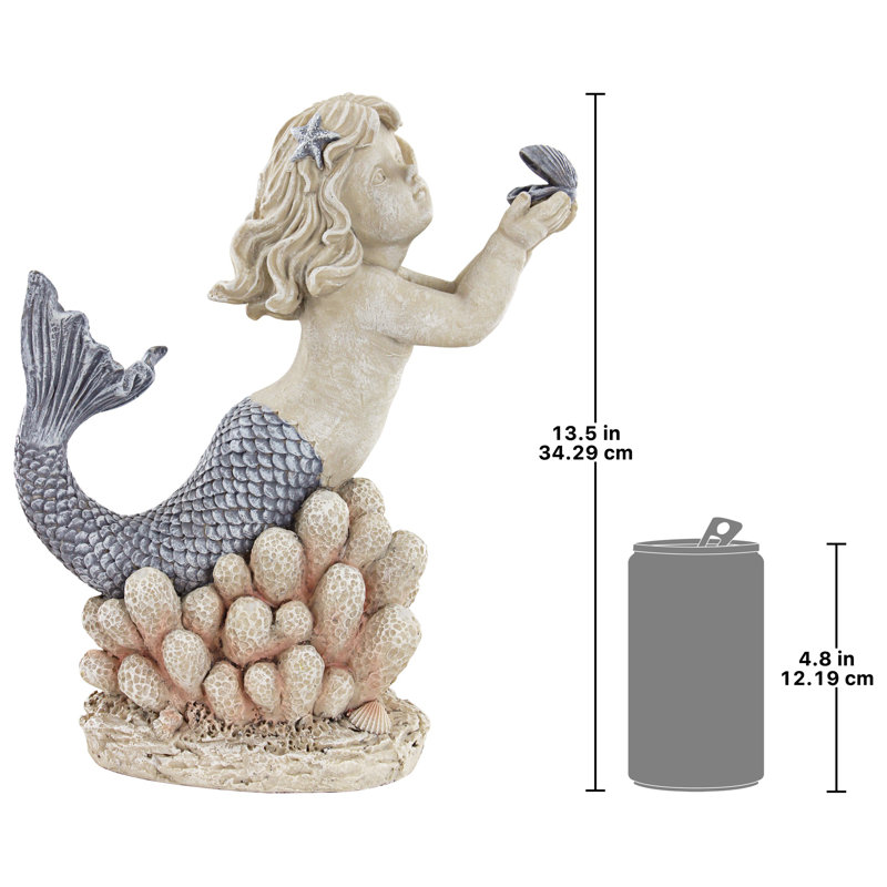 Statue de jardin sirène avec coquillage