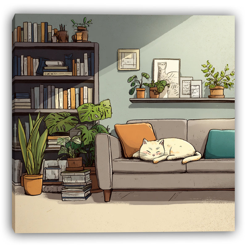 «Cozy Sofa Cat I», art mural sur toile tendue, 1, H 20 po x l 20 po