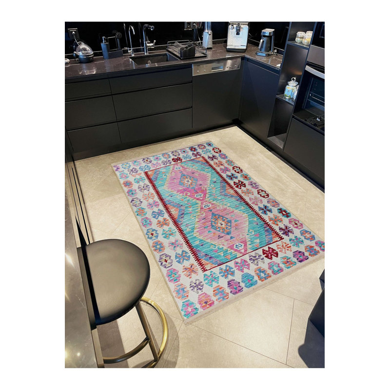 Tapis décoratif lavable multicolore, Tapis de couloir 3 pi 3 po x 9 pi 10 po