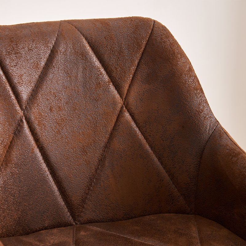 Vintage Suede Bar Stools with Armrest, Brown