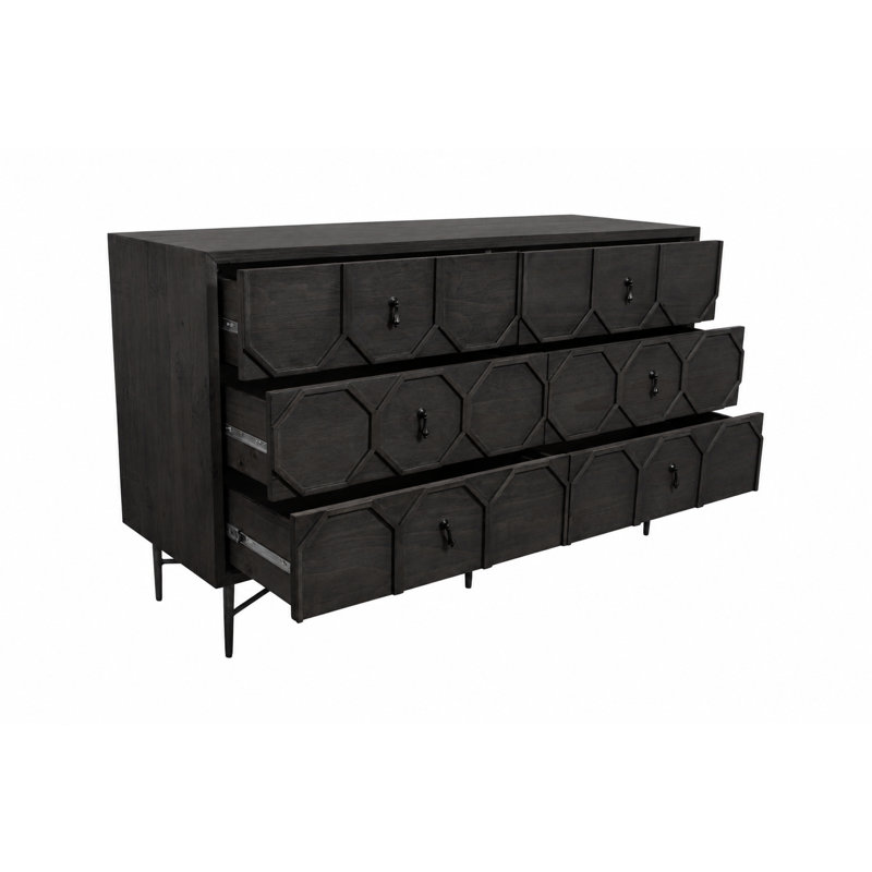 Commode 6 tiroirs Samara en noir antique