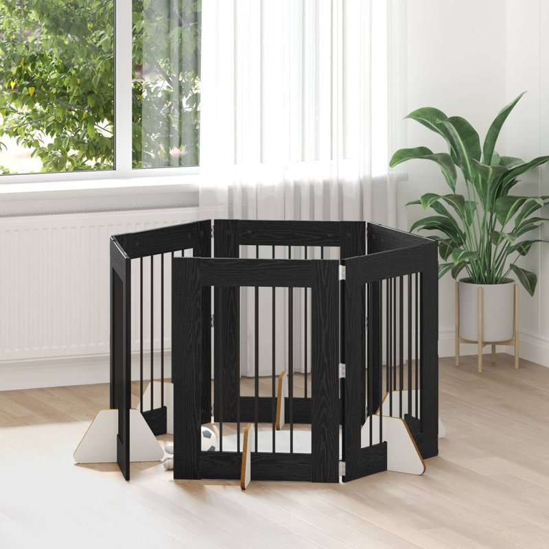 Engineered Wood Pet Crate, 70cm H x 201cm W x 38cm D, Black Oak