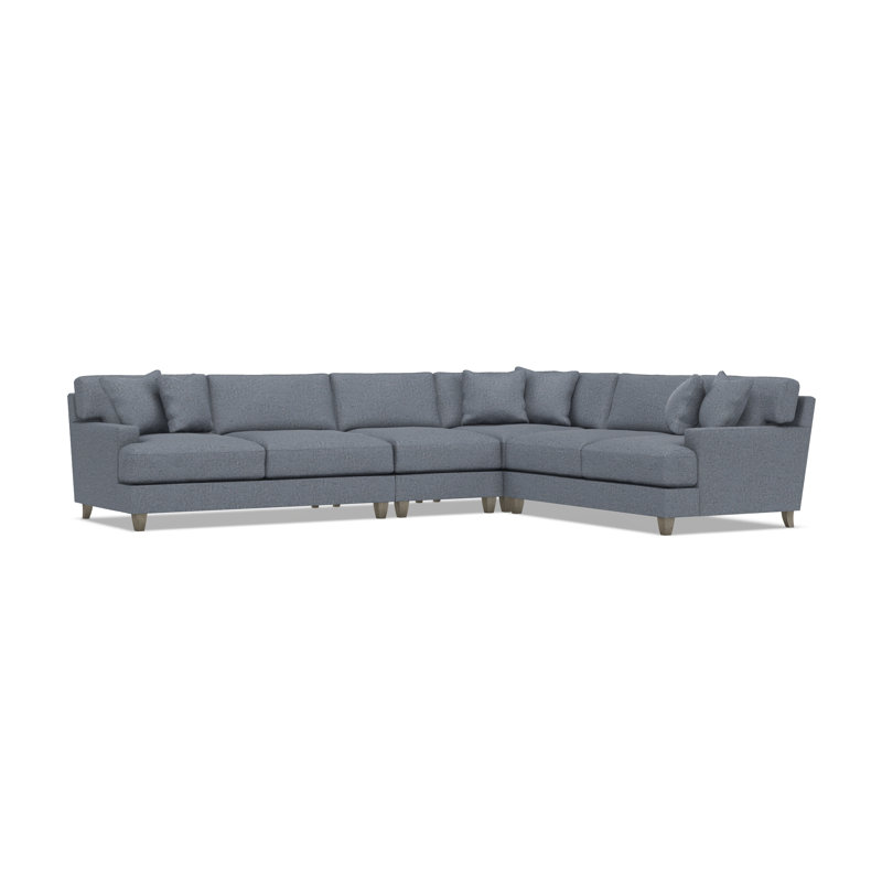 Mila Sectional, Teal Polyester, 33.5" H x 137" W x 107" D, Right Hand Facing