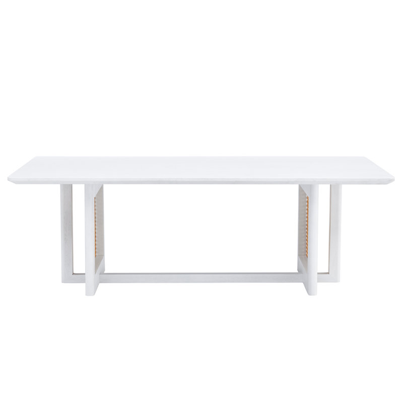 White Solid Wood Rattan-style Coffee Table
