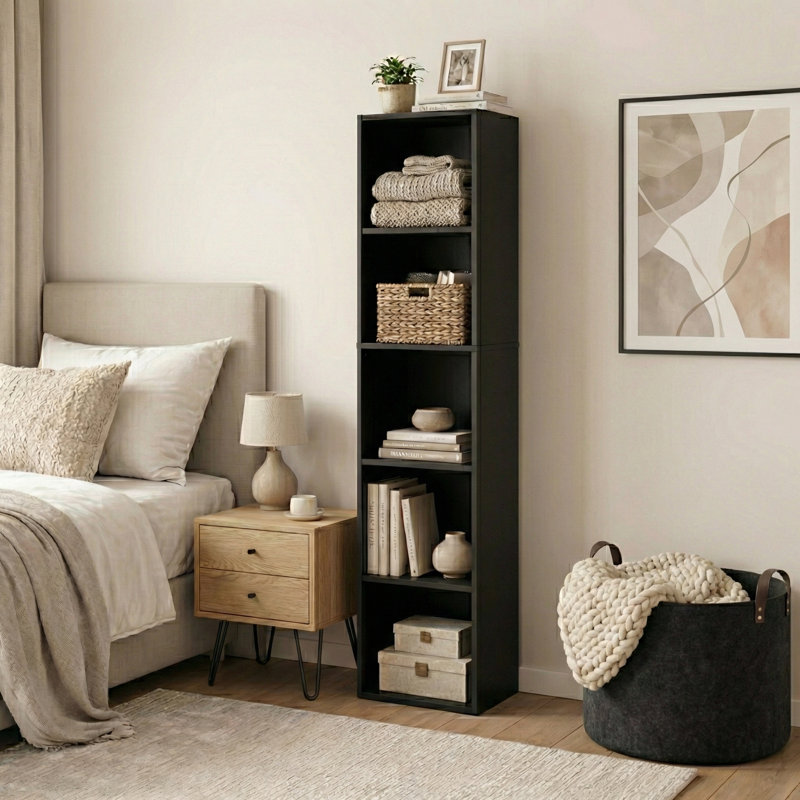 Gerardi 32cm W Standard Bookcase, Black, 132 cm H x 32 cm W