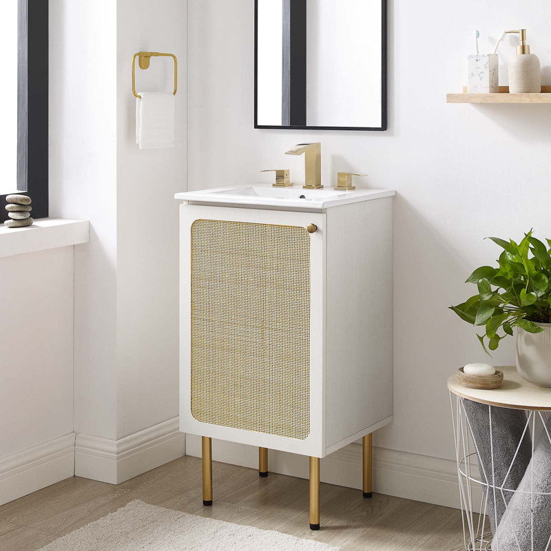 Base de meuble-lavabo simple 17 po. Modway, Blanc