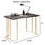 Bureau contemporain avec prise USB en faux marbre sur le dessus, doré / noir