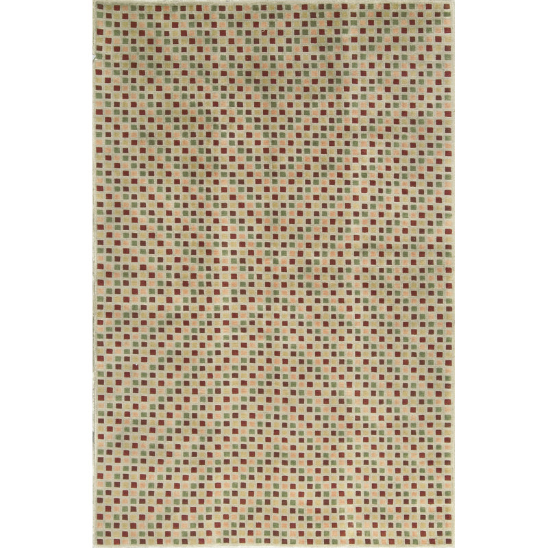 Tapis vert et doré de haute qualité noué à la main