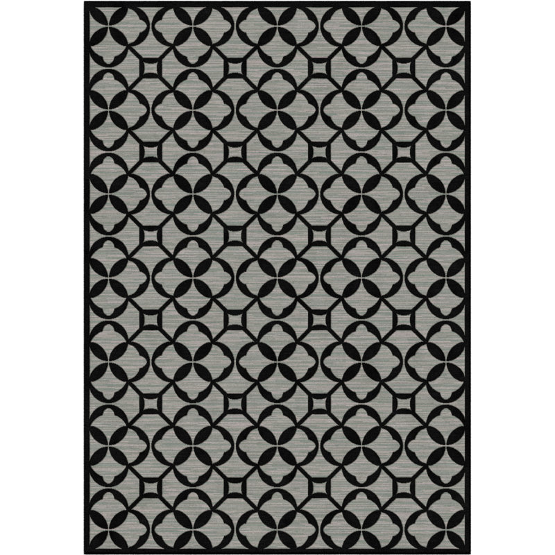 Noir géométrique/Tapis décoratif gris, Rectangulaire 2 pi 3 po x 3 pi 7 po