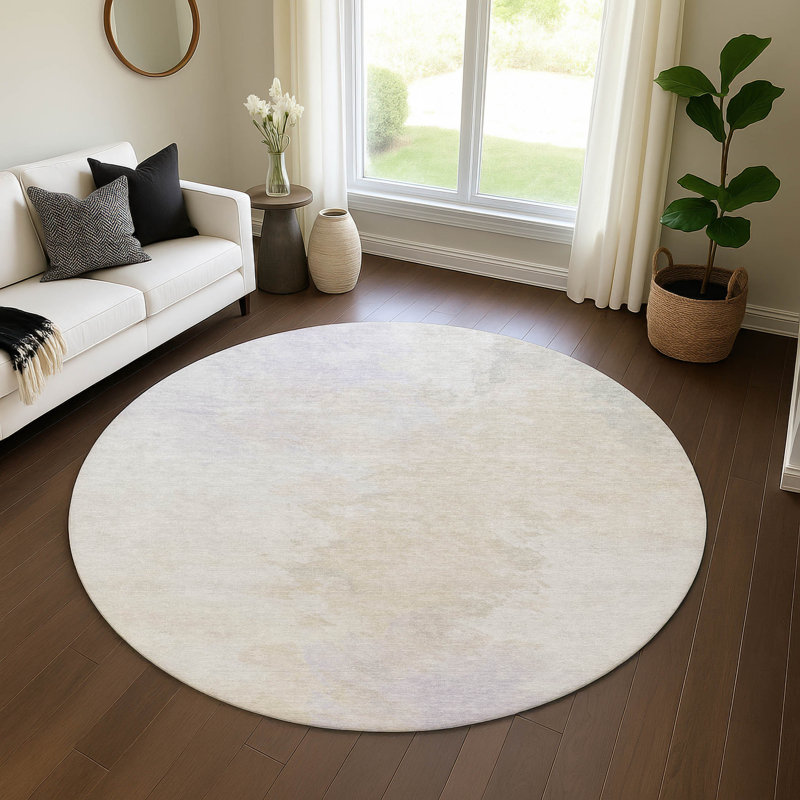 Premium Machine Washable Slesnick AMF1675 Abstract Rug, Round 8'