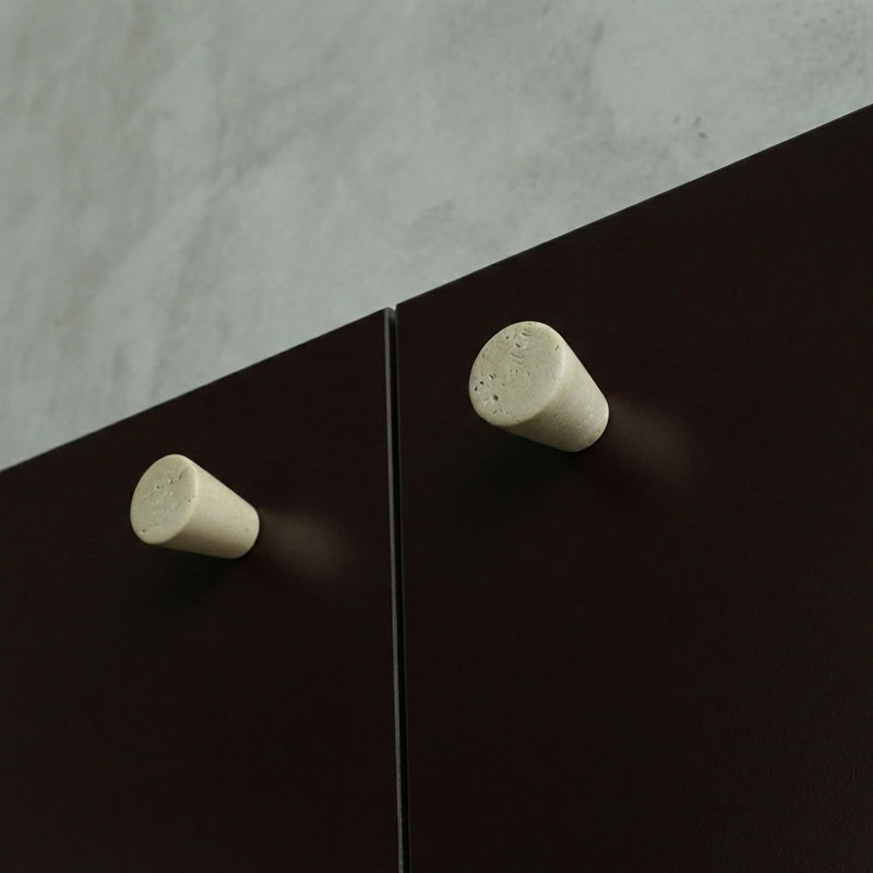 Marble Cone Knob, Travertine