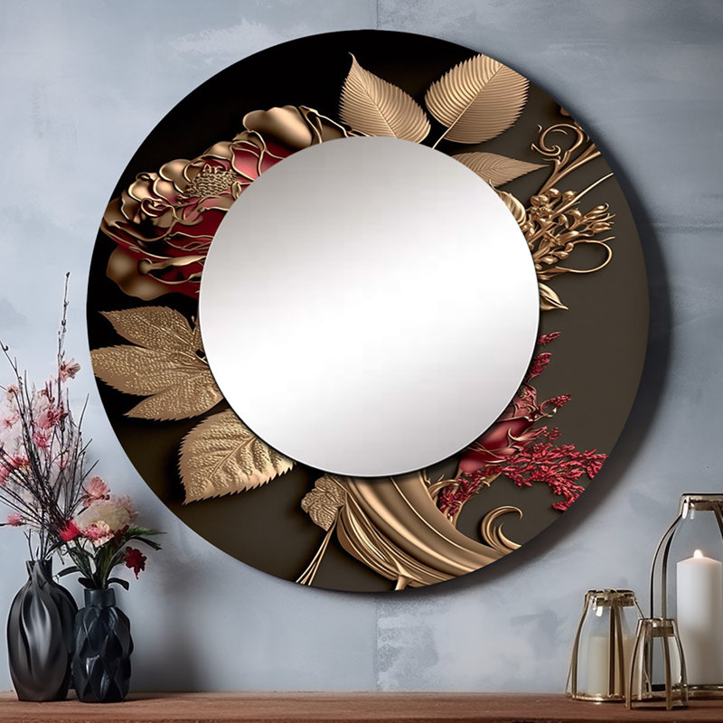 Grand miroir mural Seandell Gilded Rose Vintage Glam I - Floral, 29 po x 29 po