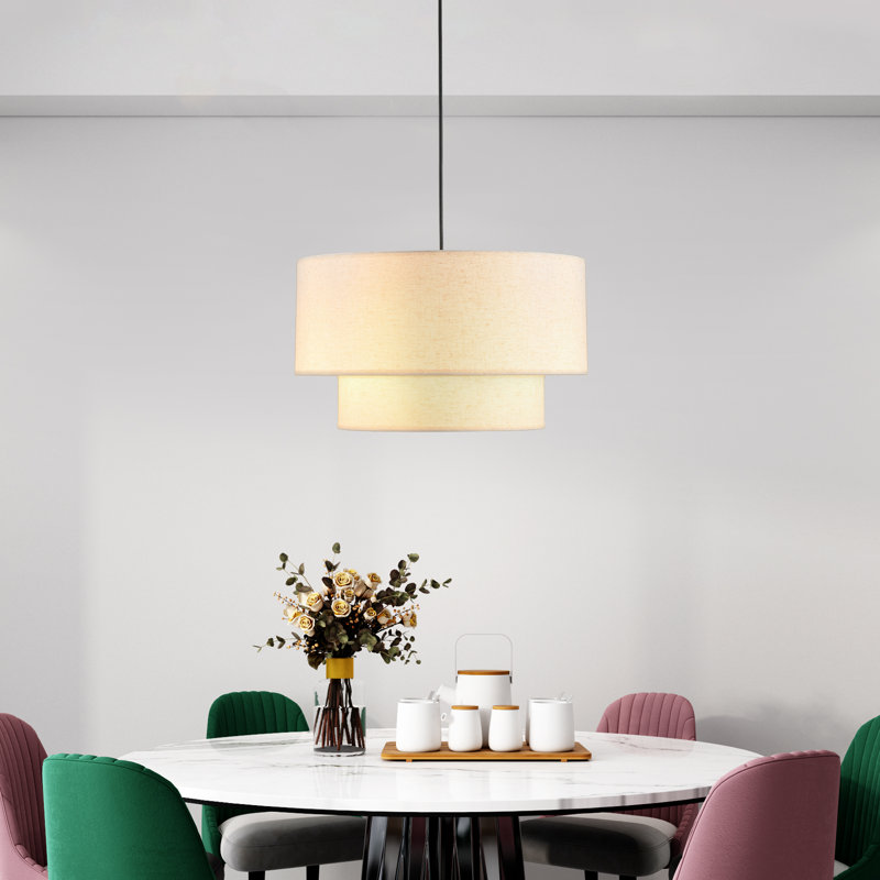 3-Light Dimmable Tiered Drum Chandelier