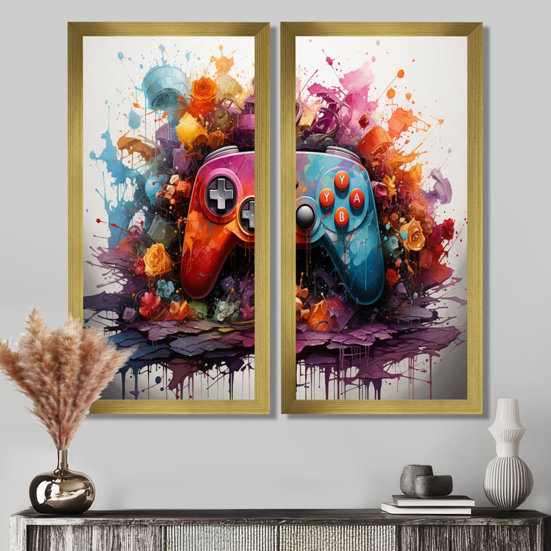 Art graphique sur toile Neon, H 32 po x l 32 po, Picture Framed Print, Doré
