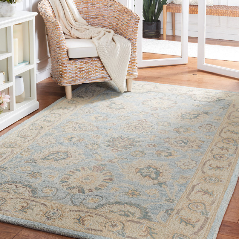 Tapis oriental en laine touffeté à la main Peele, Rectangle 8 pi x 10 pi