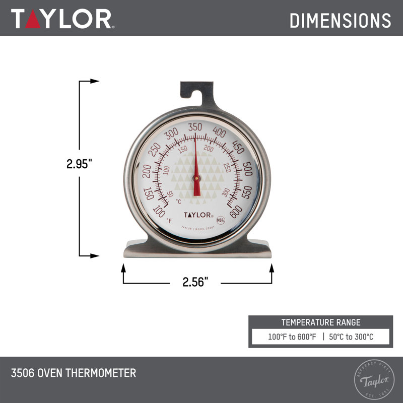 Grand thermomètre pour four de cuisine à cadran 2,5 po Taylor