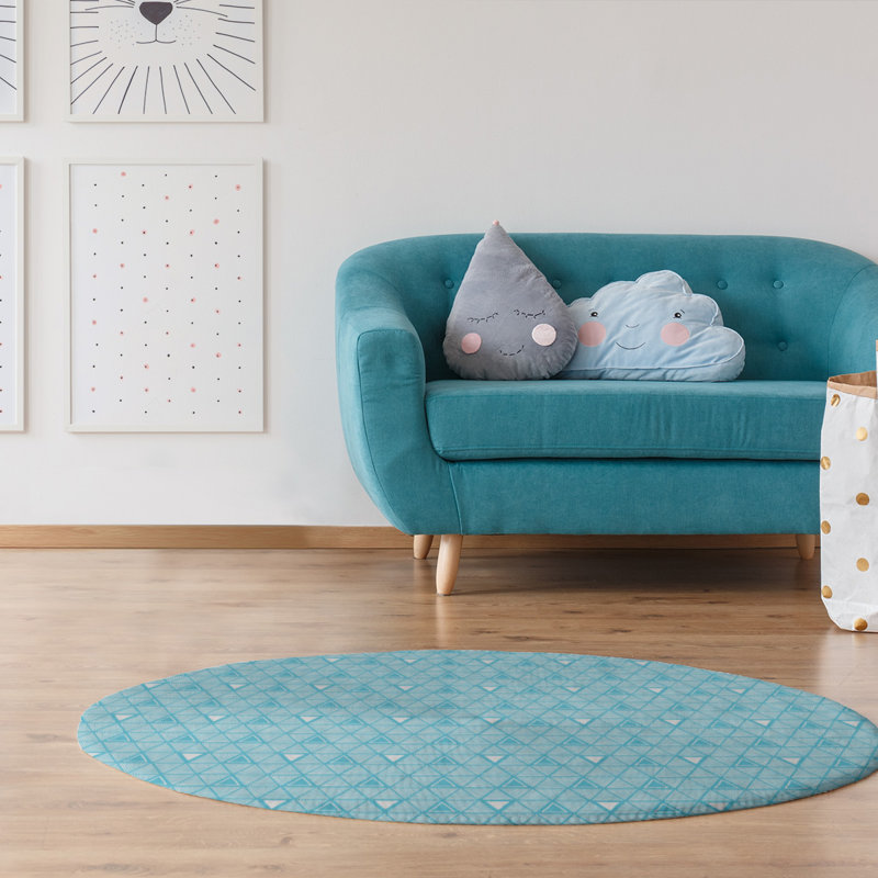 Chenille Geometric Indoor Rug, Round 5'