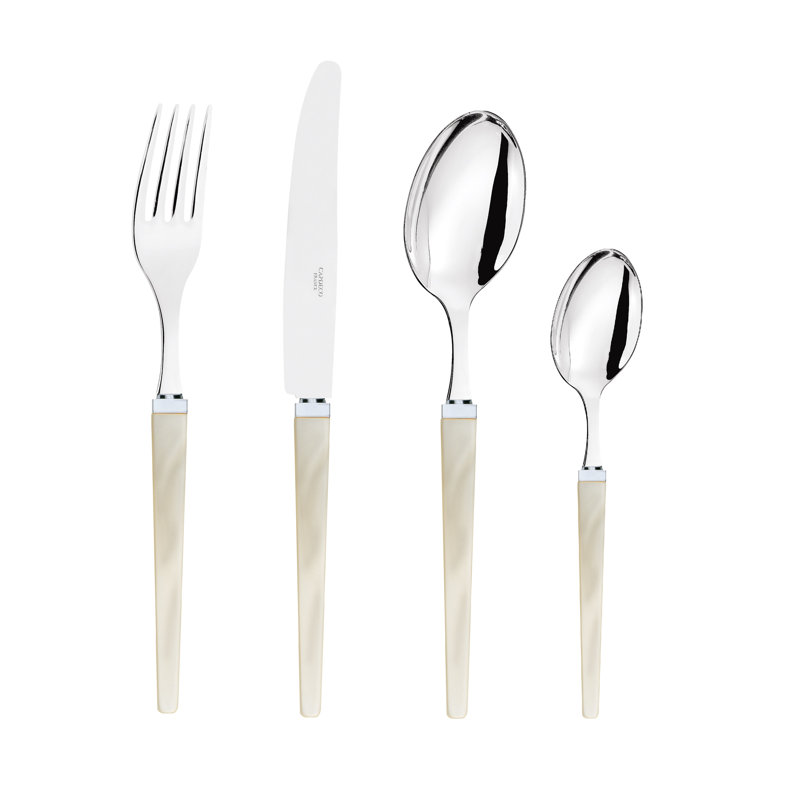 Quio 4 Pieces 18/10 Stainless Steel Cutlery Set, Service for 1, Pearl