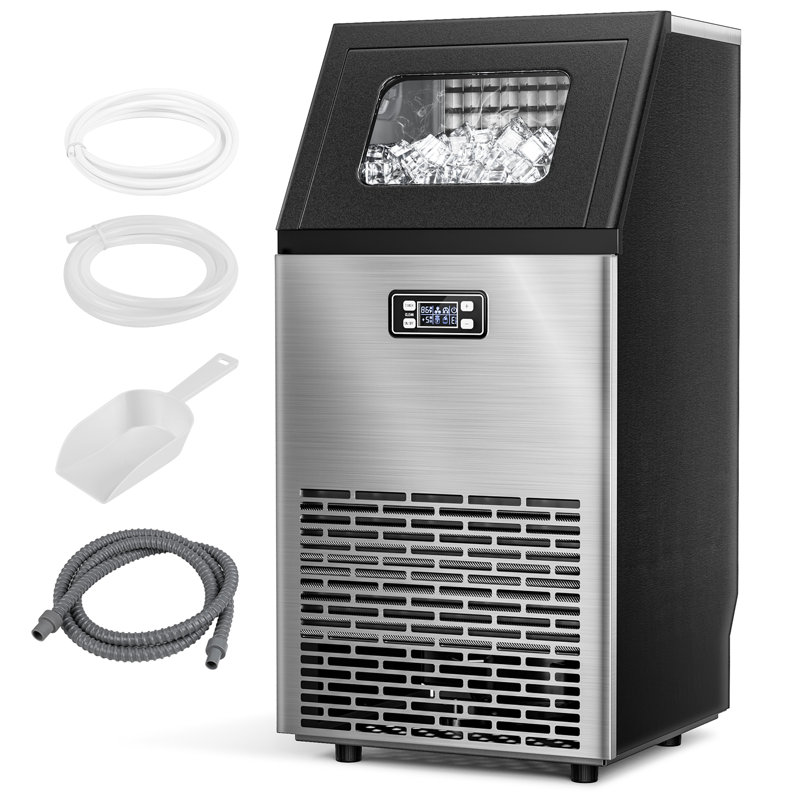 R.W.FLAME 100 Lb. lb. Daily Production Cube Clear Ice Commercial Under Counter Ice Maker, Black