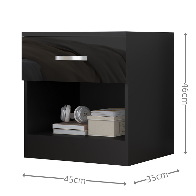 Banos 45cm W Bedside Table, Black