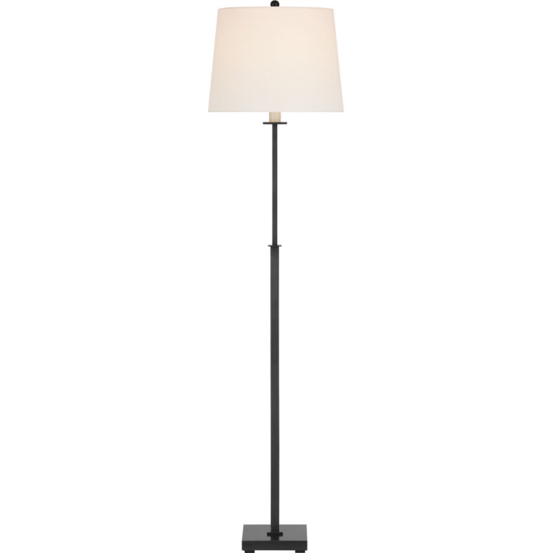 Greer Adjustable Bridge Floor Lamp with Linen Shade, Bronze