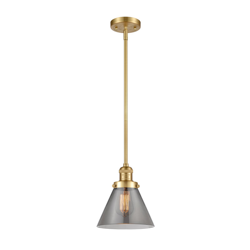 Milardo 1 - Light Single Pendant, 10" H x 8" W x 8" D, Smoked, Satin Gold