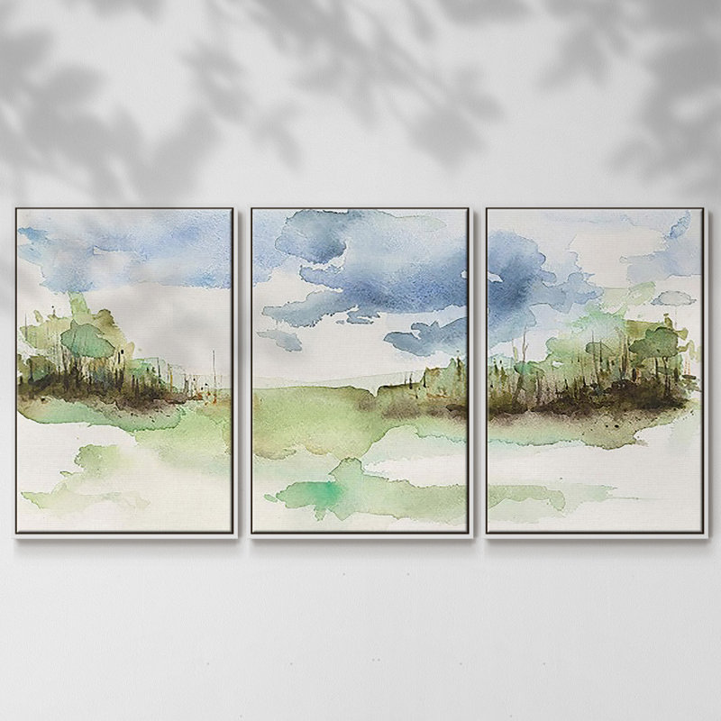 Brush Thickets I - Toile encadrée multi-pièces, H 24 po x l 48 po x P 2 po, Blanc