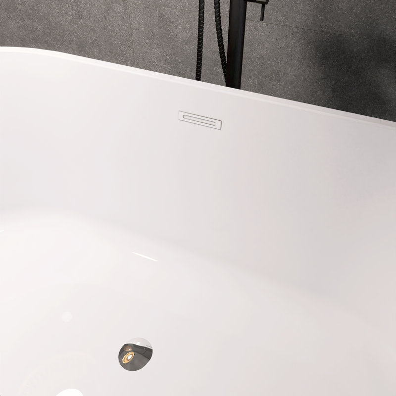 67 in. Freestanding Soaking Acrylic Bathtub in Gloss White