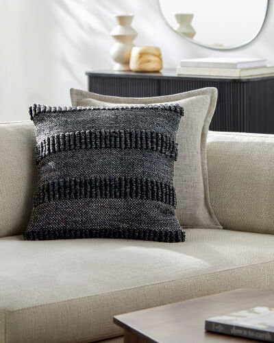 Fernan Striped Throw Pillow, Dark Gray, 18"H x 18"W, Polyester/Polyfill