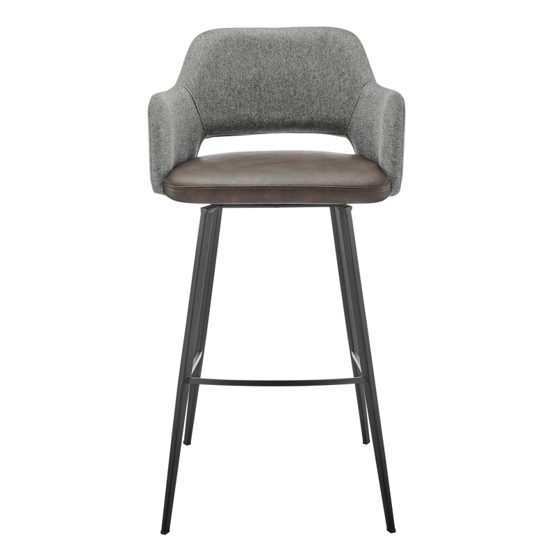 Tabouret de bar et de comptoir Ivonne, Tabouret de bar (siège d'une hauteur de 29,34 po), Similicuir brun clair