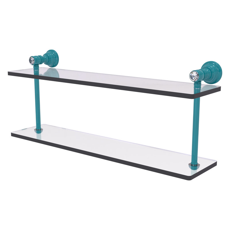 Tablette flottante 2 pièces Carolina, H 9,2 po x l 22 po x P 5,6 po, Bleu sarcelle Glokzin